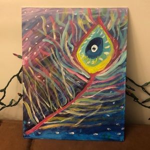 Peacock eye feather art